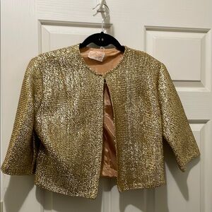 Glentex Vintage Gold Metallic Cropped Jacket (sz s)